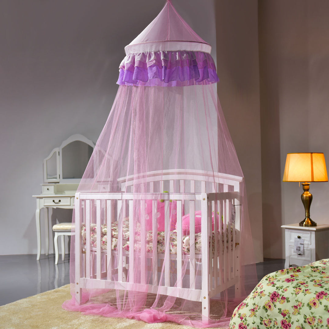 Elegant Lace Bed Mosquito Netting Mesh Canopy Princess Round Dome Bedding Net Image 6