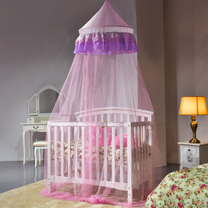 Elegant Lace Bed Mosquito Netting Mesh Canopy Princess Round Dome Bedding Net Image 6