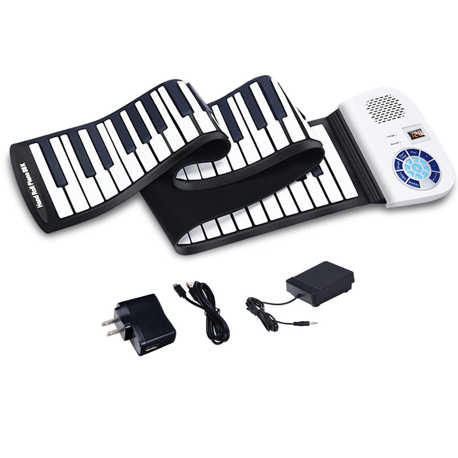 88 Key Electronic Roll Up Piano Keyboard Silicone Rechargeable Bluetooth w/Pedal Image 1