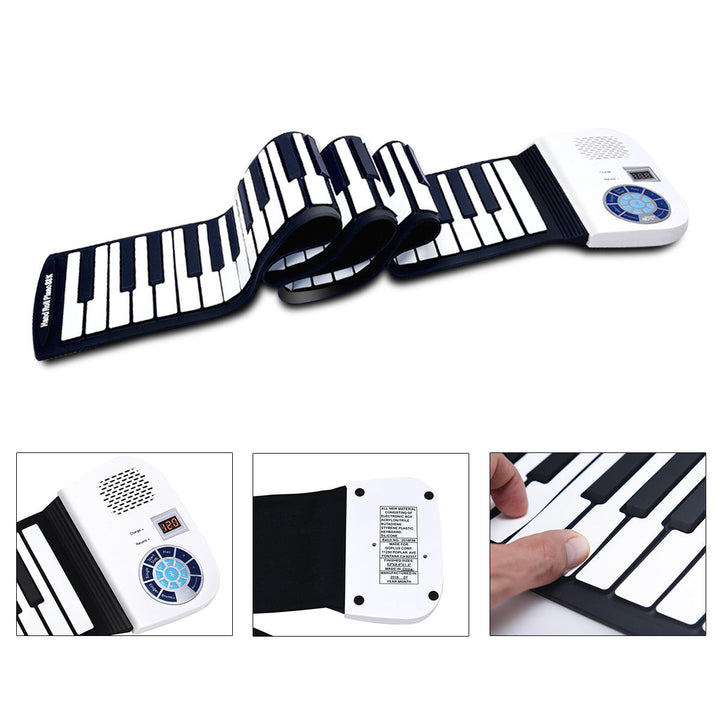 88 Key Electronic Roll Up Piano Keyboard Silicone Rechargeable Bluetooth w/Pedal Image 7