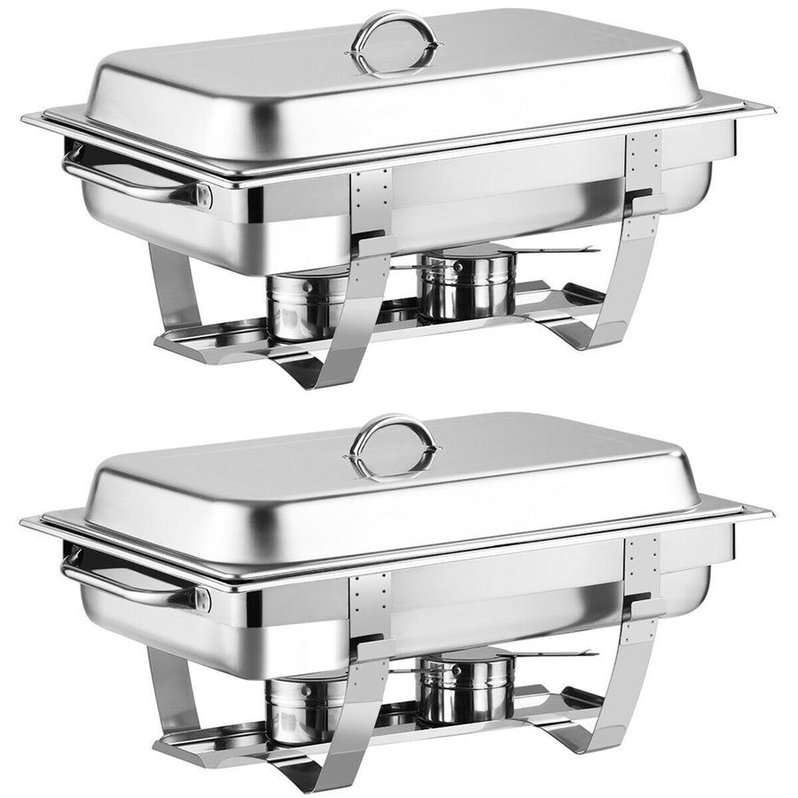 2 Packs Full Size Chafing Dish 9 Quart Stainless Steel Rectangular Chafer Buffet Image 1