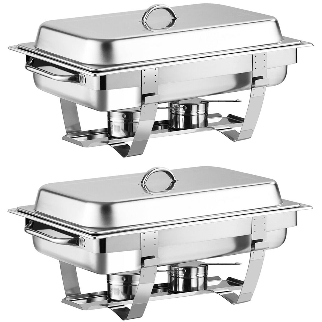 2 Packs Full Size Chafing Dish 9 Quart Stainless Steel Rectangular Chafer Buffet Image 1