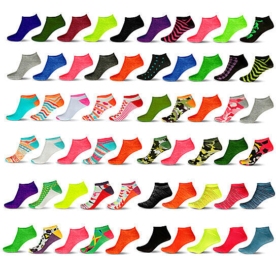 50 Pairs Womens Colorful Breathable No Show Low Cut Ankle Socks Size 6-12 Image 1