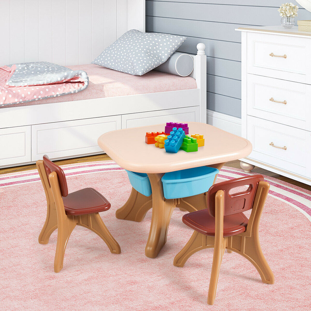 Children Kids Activity Table Chair Set Play Set Furniture W/Storage Image 4