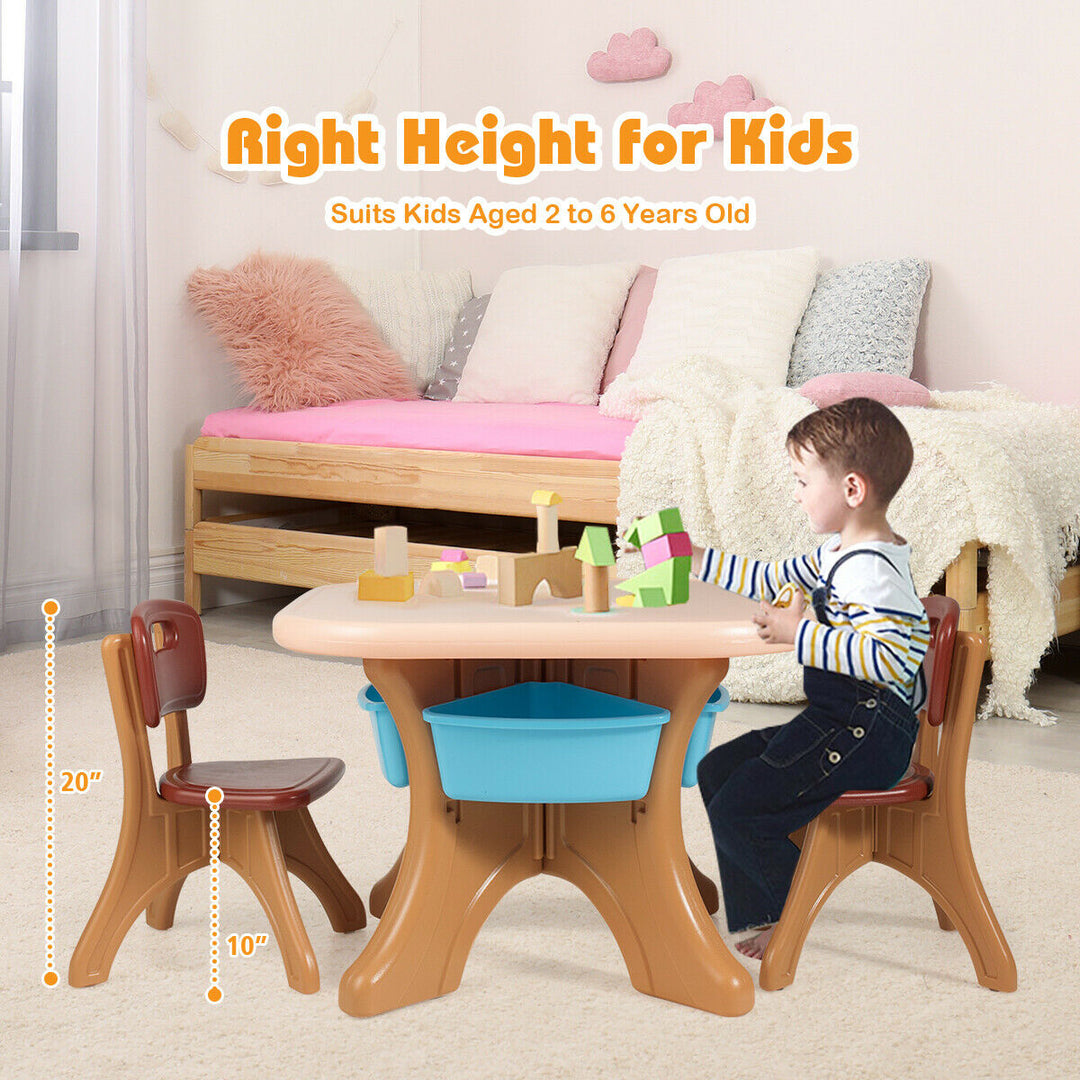Children Kids Activity Table Chair Set Play Set Furniture W/Storage Image 6