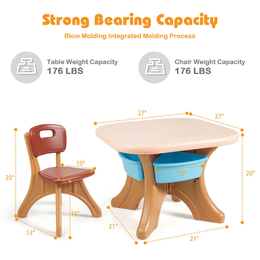Children Kids Activity Table Chair Set Play Set Furniture W/Storage Image 8