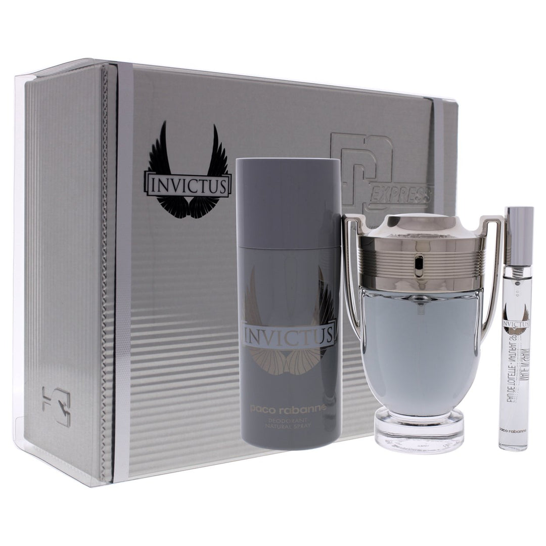 Invictus by Paco Rabanne for Men - 3 Pc Gift Set 3.4oz EDT Spray0.34oz EDT Spray5.1oz Deodrant Spray Image 1