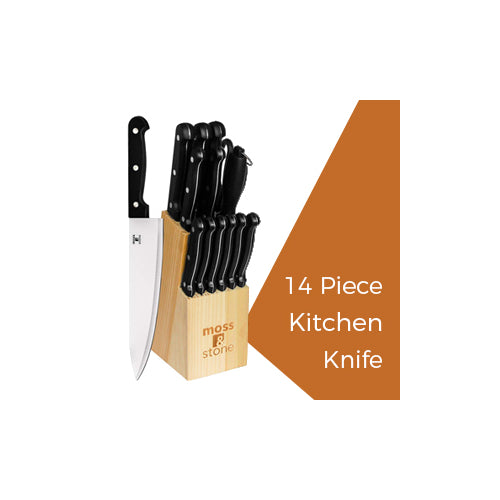 Stainless Steel Serrated Knife Set | Kitchen knives Set With High-Carbon Stainless Steel Blades And Wooden Block Set Image 1