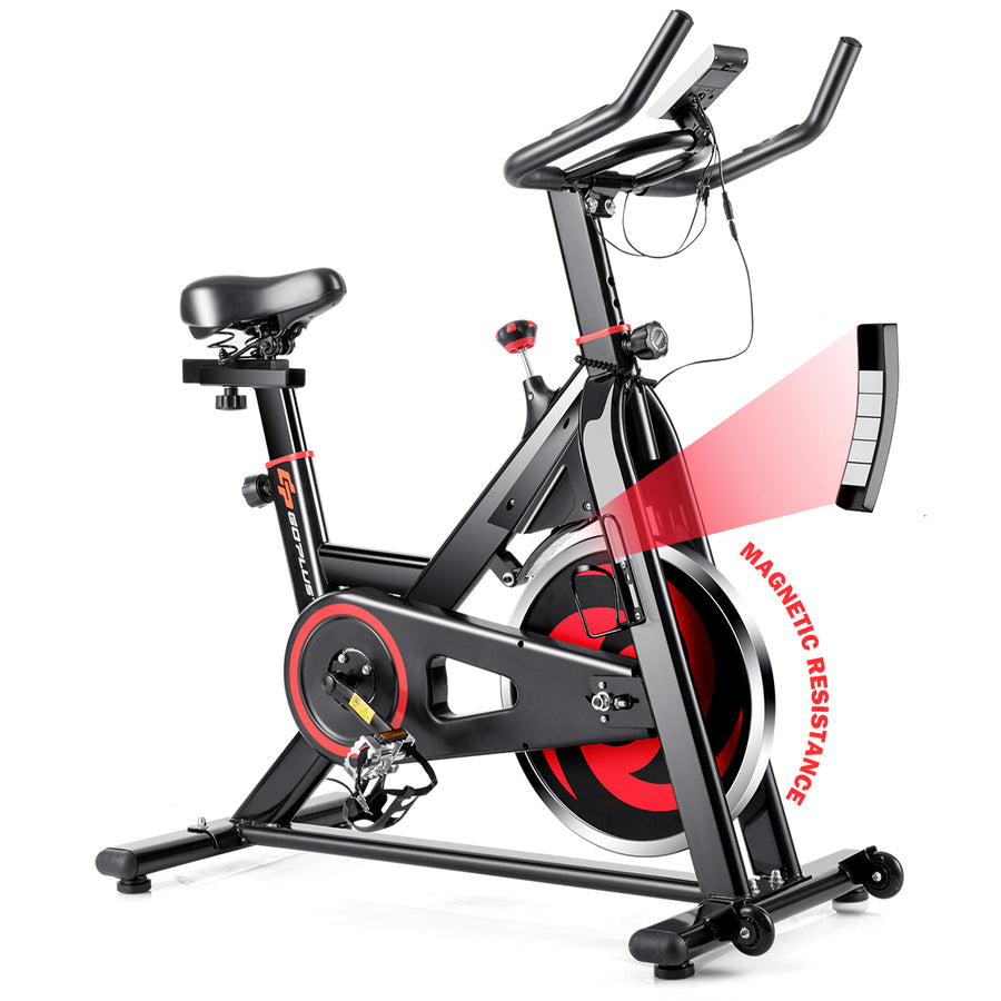 Stationary Exercise Magnetic Cycling Bike 30Lbs Flywheel Home Gym Cardio Workout Image 1