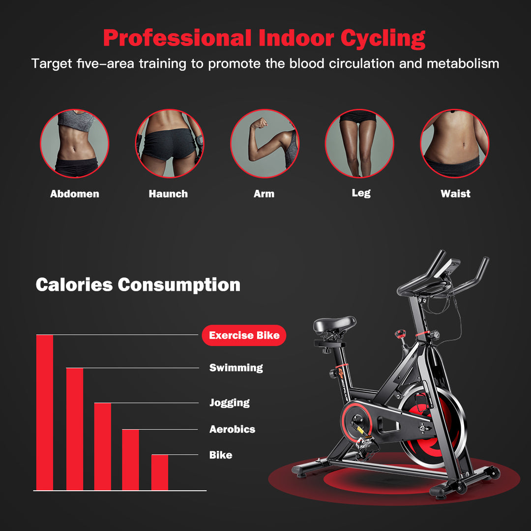 Stationary Exercise Magnetic Cycling Bike 30Lbs Flywheel Home Gym Cardio Workout Image 7