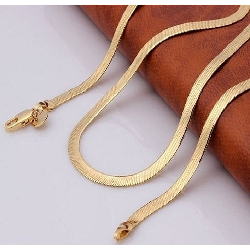 Flat Herringbone Chain Necklace Unisex 14K Gold High Polish Finish Image 3