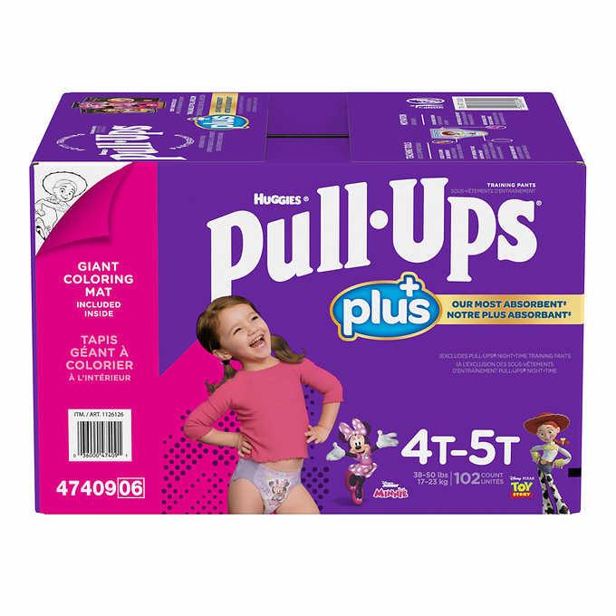 Huggies Pull-Ups Plus Training Pants For Girls, 4T-5T (102 Count) Image 1