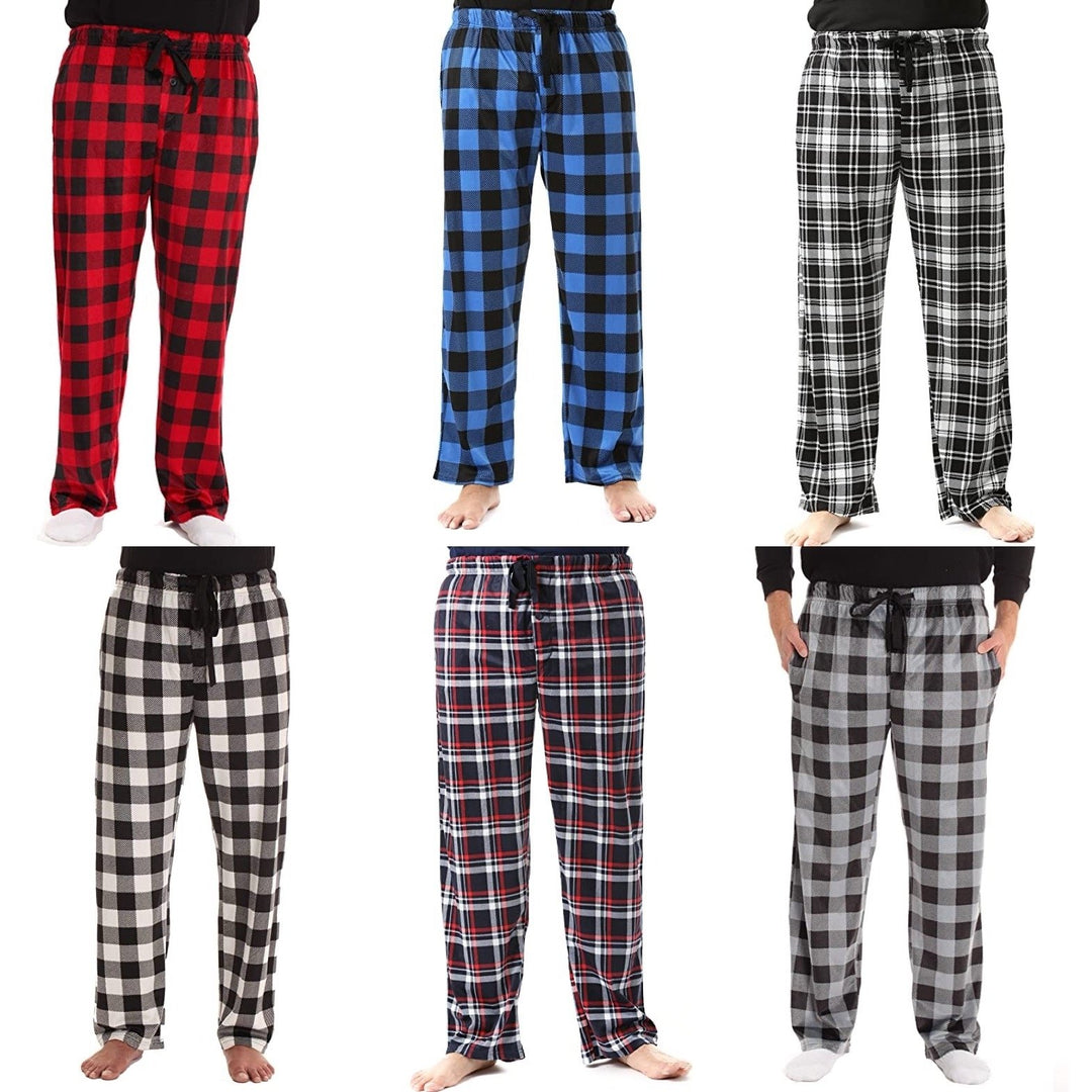 Multi-Pack: Mens Ultra Soft Flannel Plaid Pajama Lounge Pants Image 2