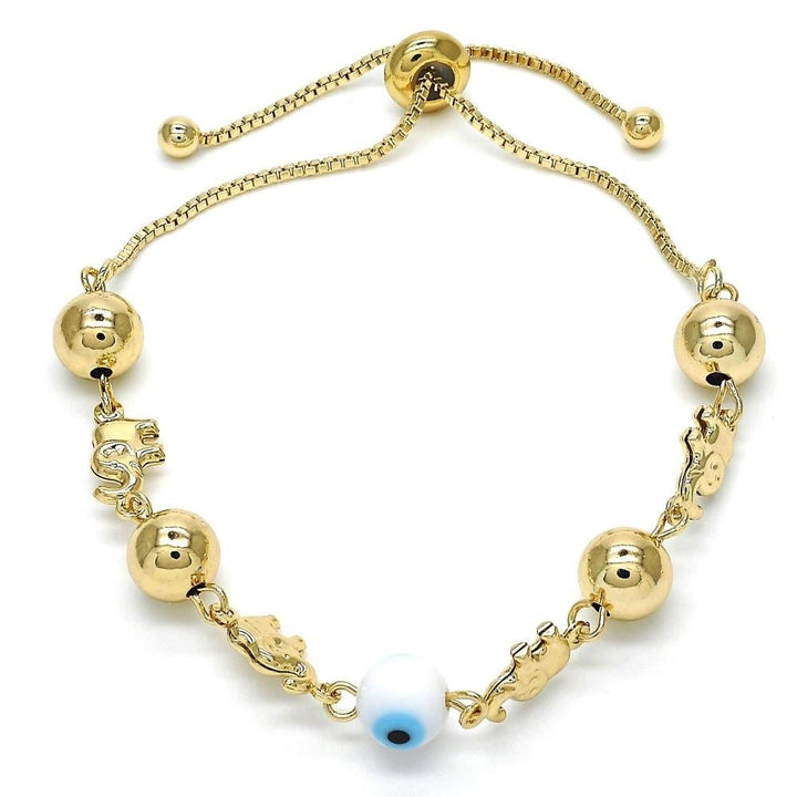 Elephant Ball Evil Eye Adjustable Bracelet 14K Gold Filled Image 2