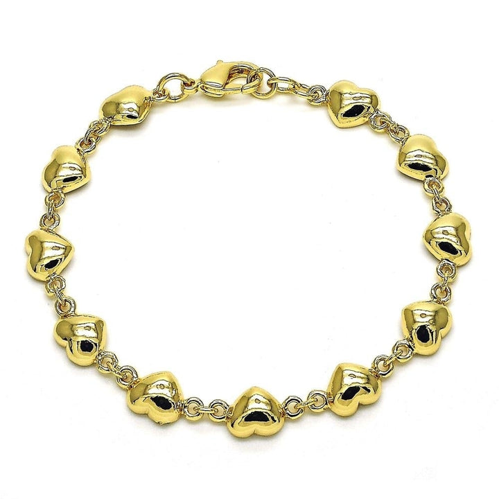 14k Gold Filled High Polish Finsh Cute Heart Bracelet 6.5 Image 1