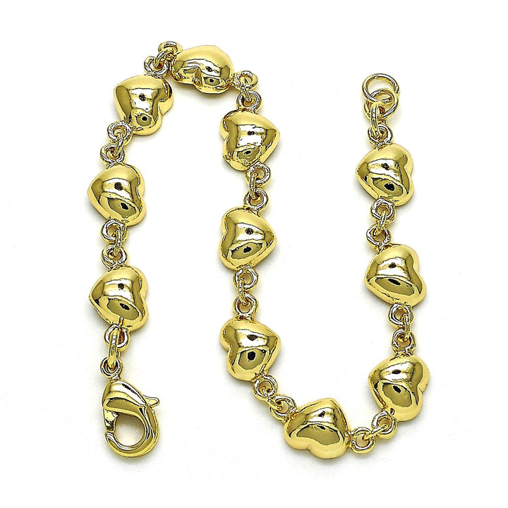 14k Gold Filled High Polish Finsh Cute Heart Bracelet 6.5 Image 2