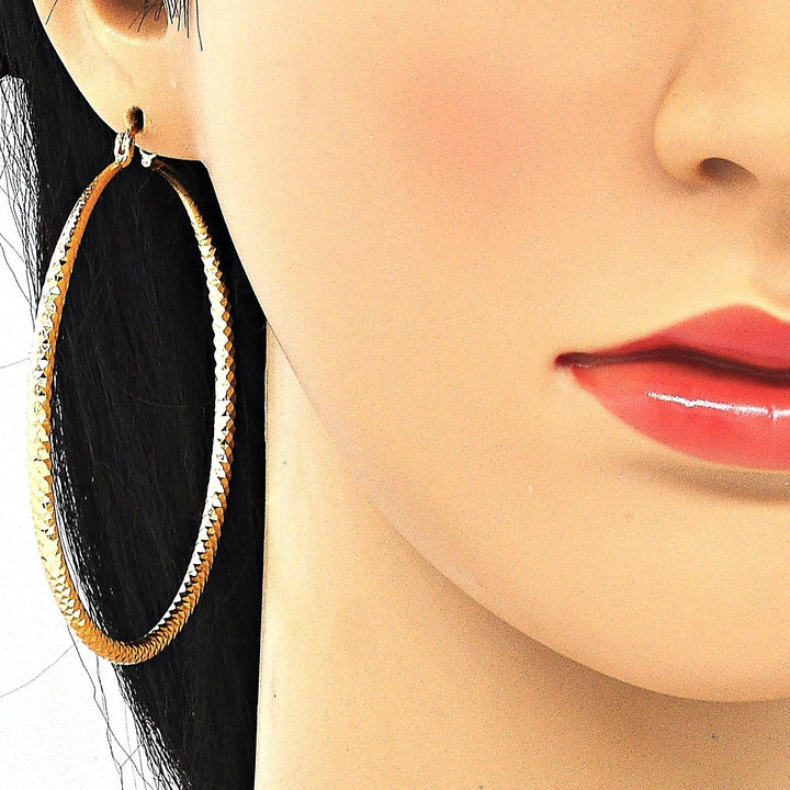 Gold Disco Hoop Earrings 70MM 18K Gold Filled High Polish Finsh Image 1