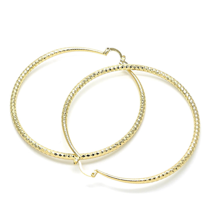 Gold Disco Hoop Earrings 70MM 18K Gold Filled High Polish Finsh Image 2