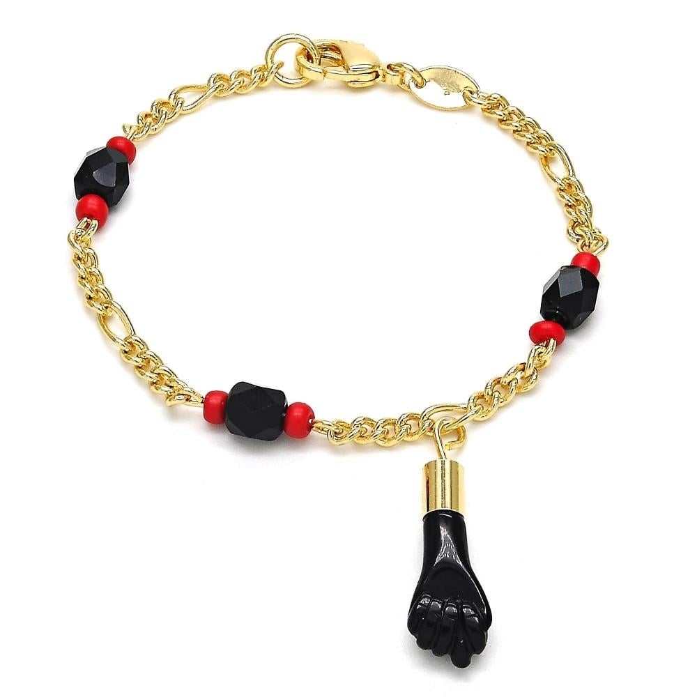 Unisex 18K Gold Filled Evil Eye Azabache Black Hand Figa Protection Good Luck Charm Bracelet Kabbalah Baby Kid Women Men Image 2