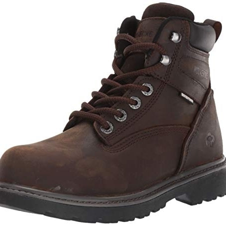 WOLVERINE Womens Floorhand Waterproof 6" Steel Toe Work Boot DARK BROWN Image 1