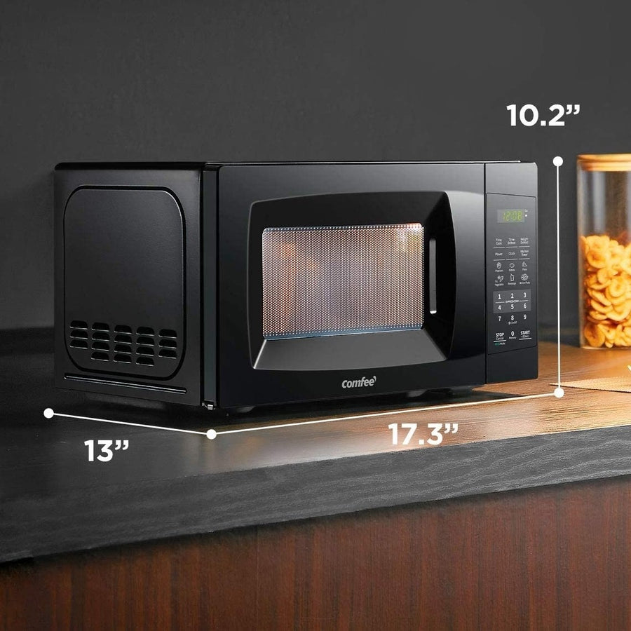 COMFEE Countertop Microwave Oven with Sound On/Off ECO Mode and Easy One-Touch Buttons 0.7cu.ft 700W Black Image 1