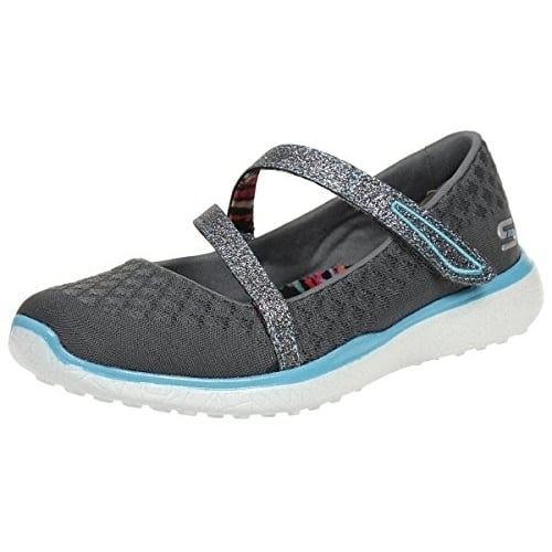 Skechers Micorburst One up Ballerina Trainers Sneaker Girls CHARCOAL/BLUE Image 3