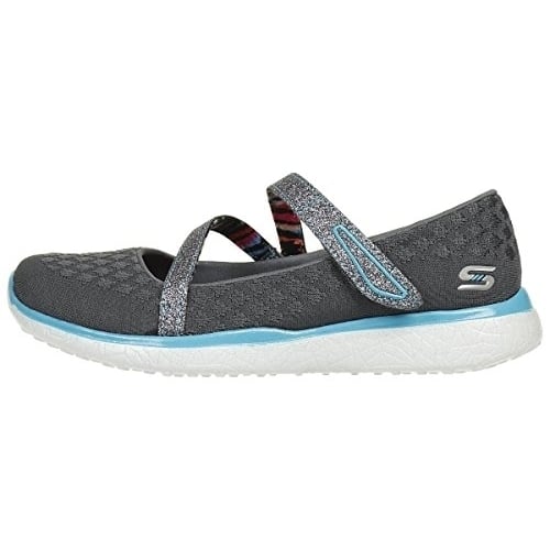 Skechers Micorburst One up Ballerina Trainers Sneaker Girls CHARCOAL/BLUE Image 4