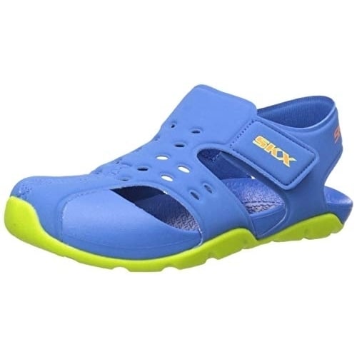 Skechers Unisex-Child Side Wave Sneaker BLUE/LIME Image 1