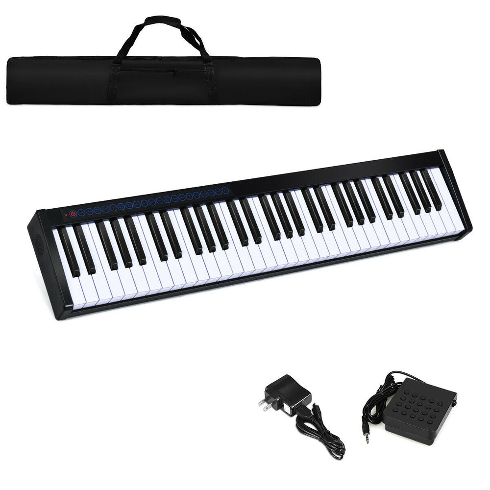 61 Key Digital Piano Recital MIDI Keyboard White Black Image 2