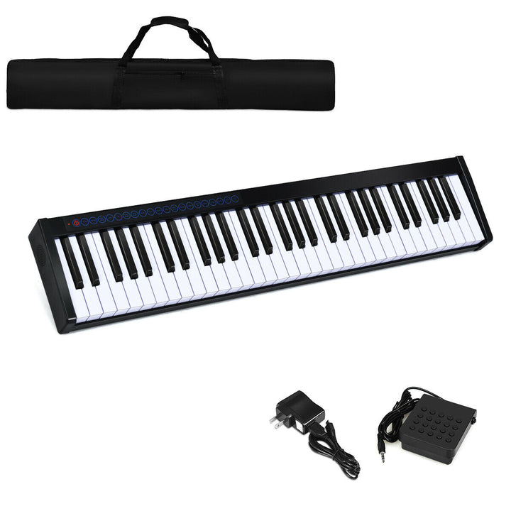 61 Key Digital Piano Recital MIDI Keyboard White Black Image 1