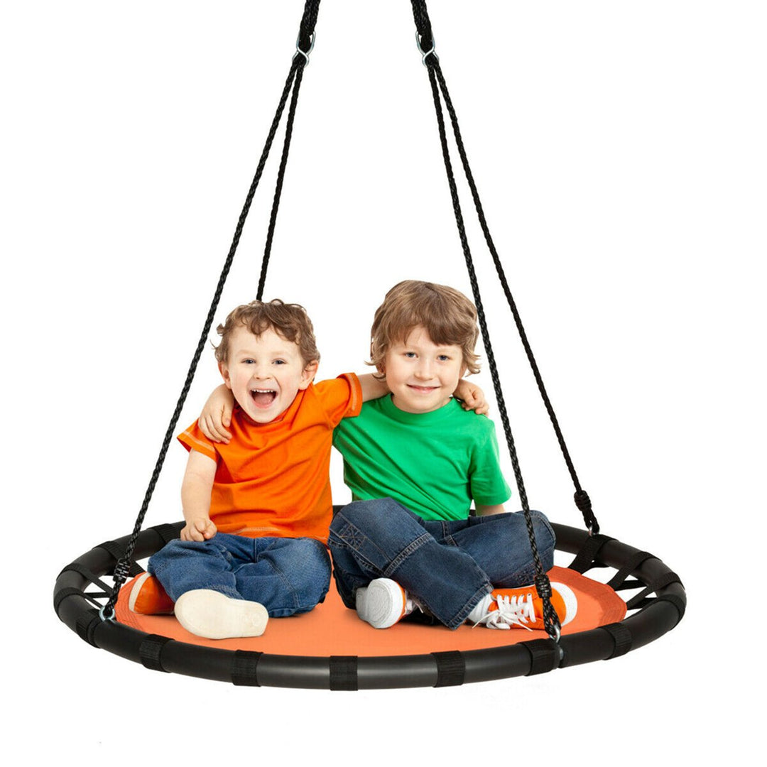 40 Flying Saucer Round Tree Swing Kids Play Set w/ Adjustable Ropes Outdoor Image 4