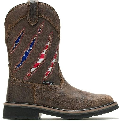 WOLVERINE Men's Rancher Claw Steel Toe Wellington Work Boot Brown/Flag - W201218  flag/brown Image 1