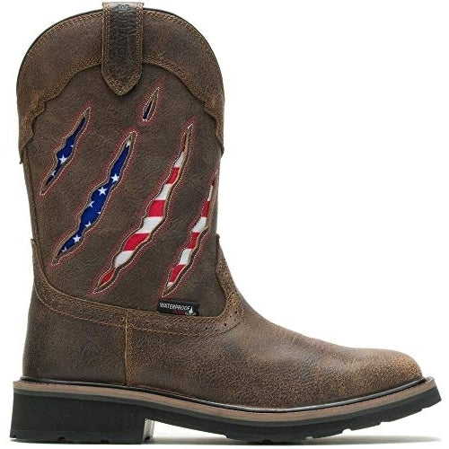 WOLVERINE Mens Rancher Claw Steel Toe Wellington Work Boot Brown/Flag - W201218  flag/brown Image 1