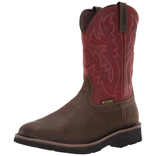 WOLVERINE Mens Rancher Internal Metatarsal Guard Steel Toe Wellington Work Boot Brown/Red - W10929 BROWN/ RED Image 4