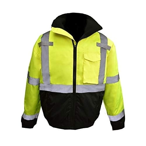 Radians SJ11QB-3ZGS Weatherproof Bomber Jacket Hi Viz Green Black Size L Image 1