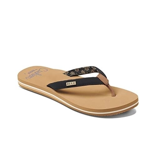 REEF Cushion Sands Flip Flop Womens Black Tan RF0A3YOWBTA Casual Sandals Image 1