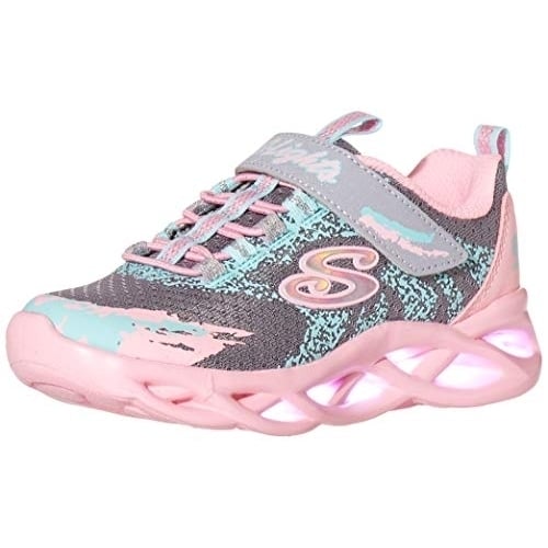 Skechers - Girls Twisty Brights Shoe GREY/PINK Image 1