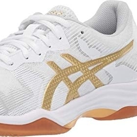 ASICS Womens Gel-Tactic 2 Volleyball Shoes White/Rich Gold Image 2