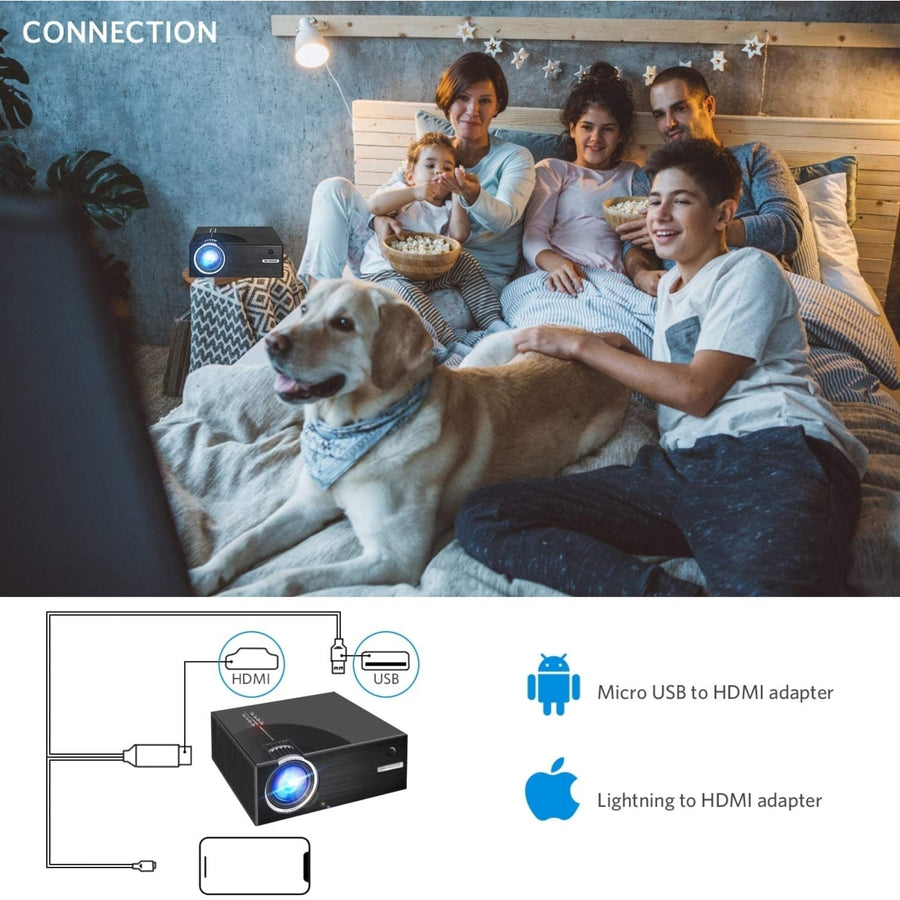 Mini ProjectorFull HD 1080P and 176 Display Supported2500 Lux Portable Movie Projector with 50,000 Hrs LED Lamp Life Image 1