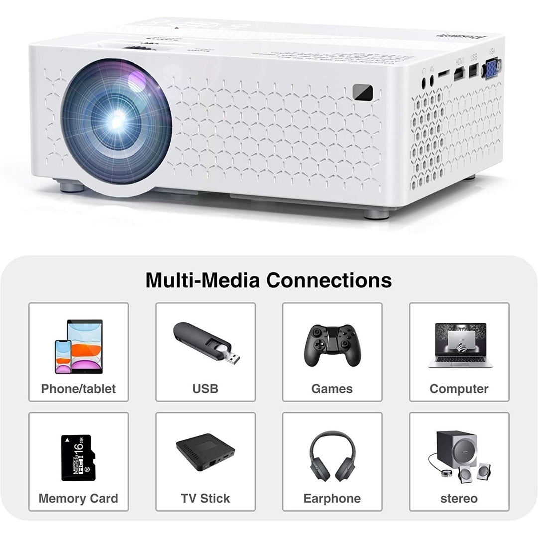 Erosmate Mini Projector,2020 Upgraded Portable Video Projector 1080P Supported Movie Projector with 30000Hrs LED Lamp Image 2