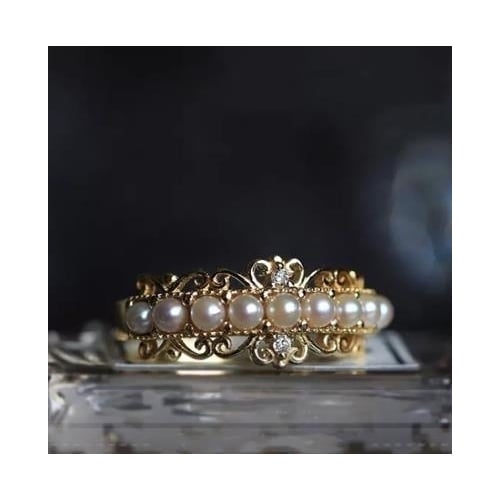 Japanese light luxury shell pearl ring Popular style ring full of pearl ring Image 1