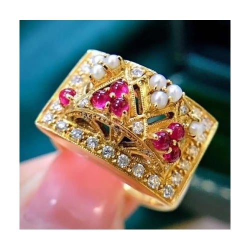 Luxury double layer micro-inlaid Artificial zircon ring Image 1