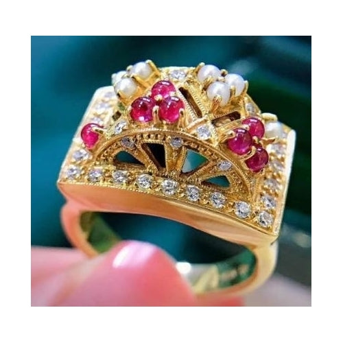 Luxury double layer micro-inlaid Artificial zircon ring Image 3