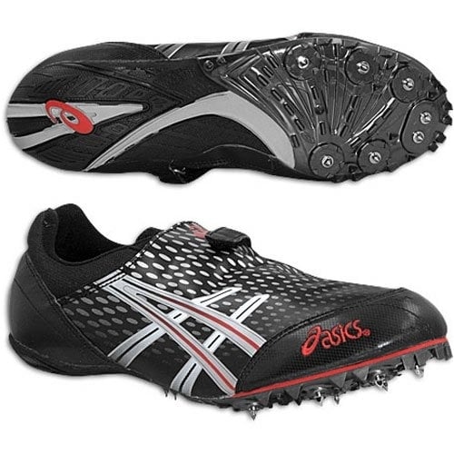 ASICS Mens Hypersprint Track and Field Shoes Black/Silver/Red - GN500 BLACK/SILVER/RED Image 1