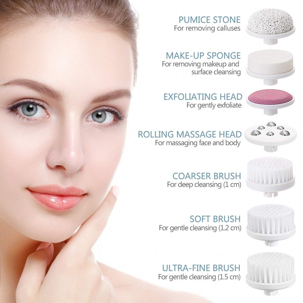 Facial Cleansing Brush Waterproof Face Spin Brush with 7 Brush Heads for Deep Cleansing Facial Brush for Gentle Image 2