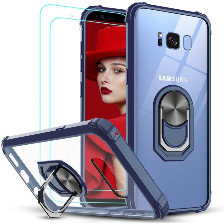 Samsung Galaxy S8 Plus Case with 3D Curved Screen Protector 2 Pack, Military Grade Clear Crystal Protective Phone Cover Image 1