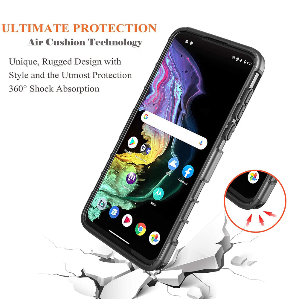 For Motorola Moto G Fast / G8 Armor Belt Clip Holster Case Cover Black Image 2