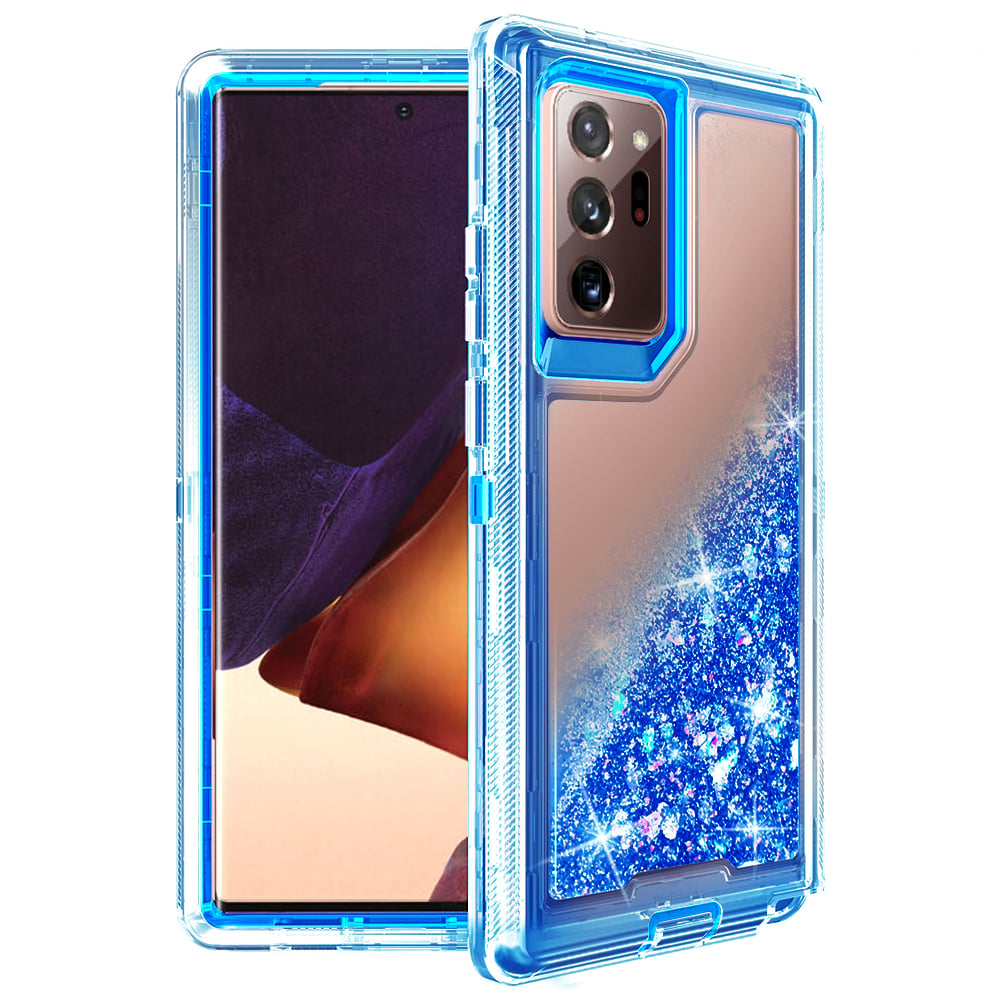 Samsung Galaxy Note20 5G Tough Glitter Heart Case Cover Blue Shockproof TPU PC Image 2