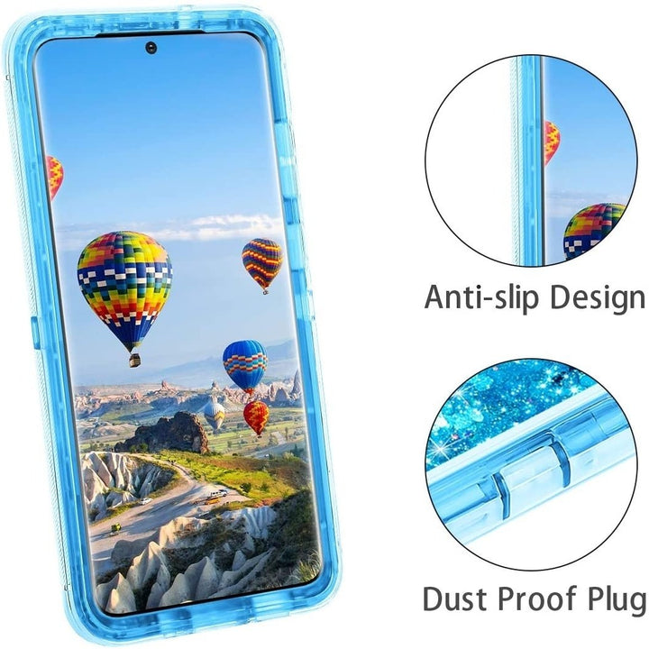 Samsung Galaxy Note20 5G Tough Glitter Heart Case Cover Blue Shockproof TPU PC Image 3