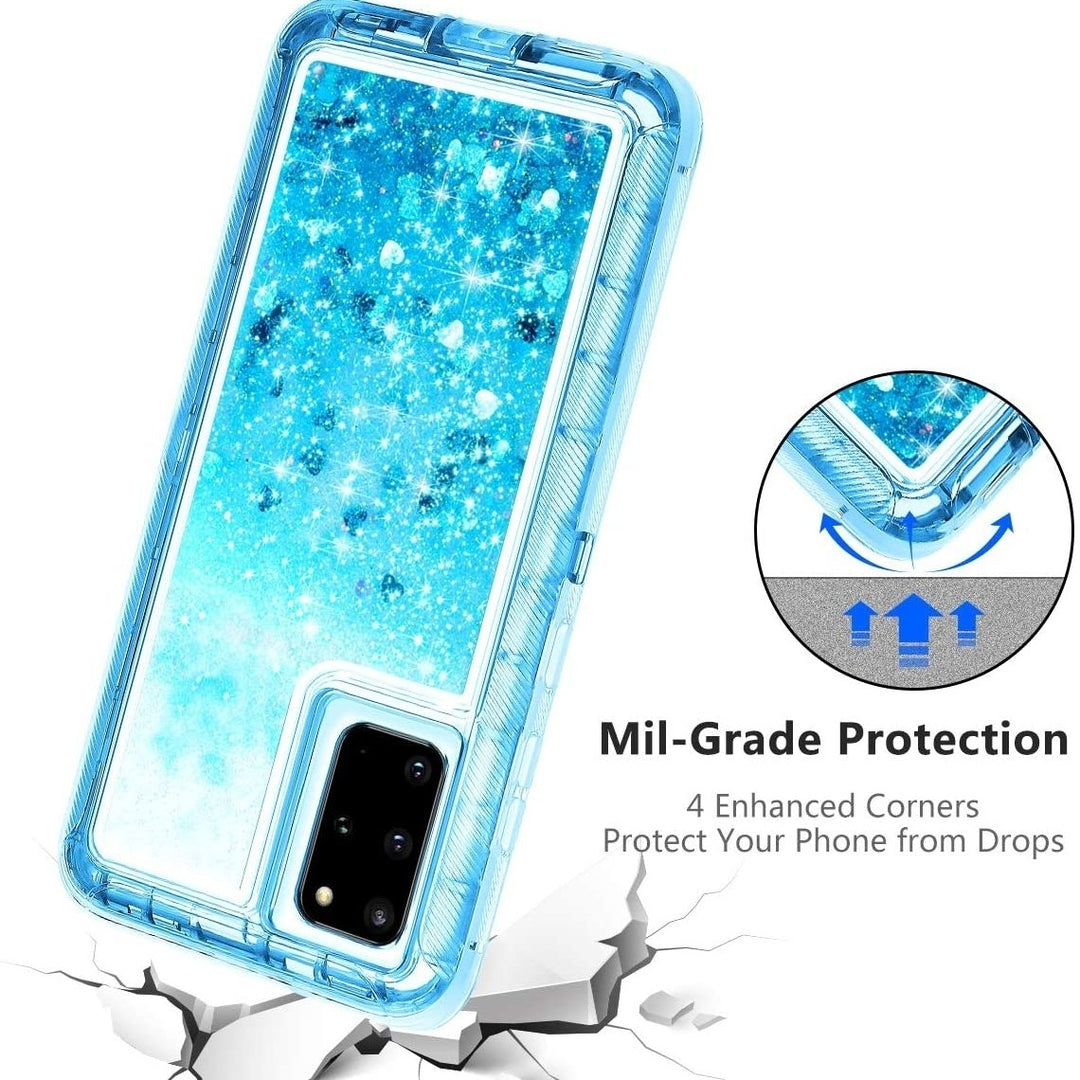 Samsung Galaxy Note20 5G Tough Glitter Heart Case Cover Blue Shockproof TPU PC Image 4